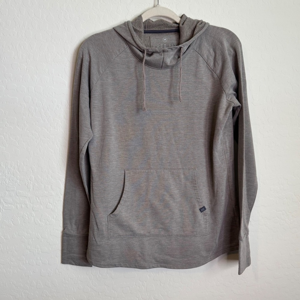 Free Fly Womens Bamboo Fleece Pullover Hoodie Gray Funnel Neck Size M Gorpcore